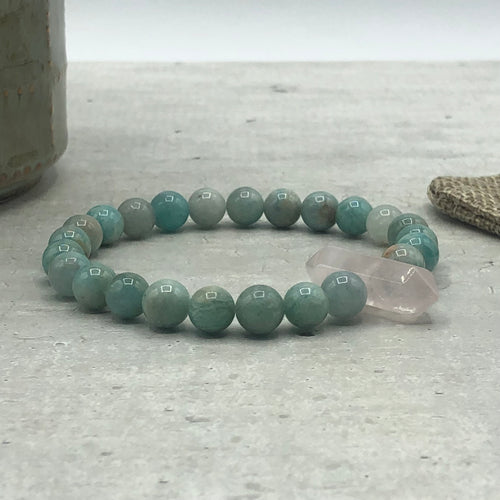 Pandora Bracelet • Love & Hope • Blue Amazonite & Rose Quartz, 8mm