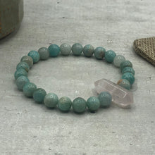 Load image into Gallery viewer, Pandora Bracelet • Love &amp; Hope • Blue Amazonite &amp; Rose Quartz, 8mm