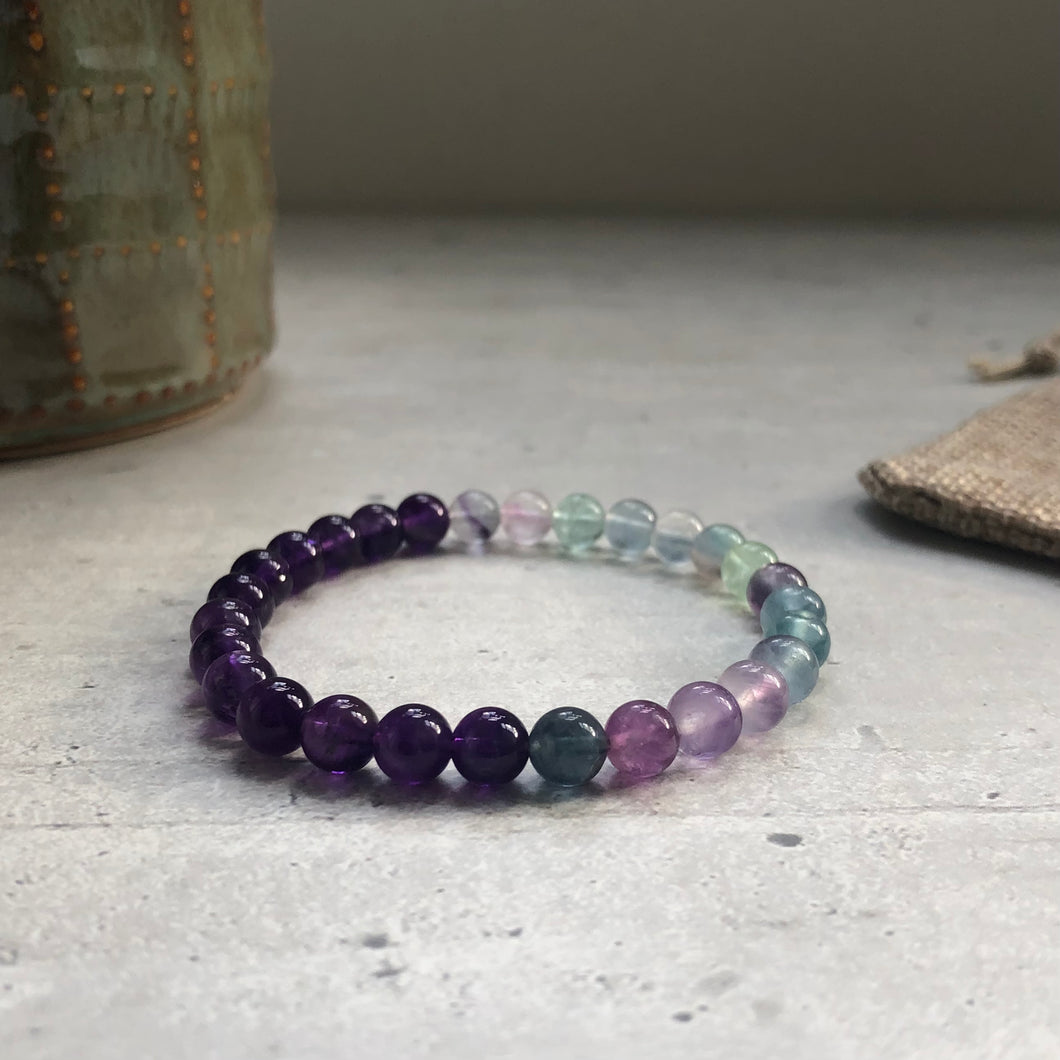 Oracle Dreams Bracelet • Amethyst & Fluorite, 6mm